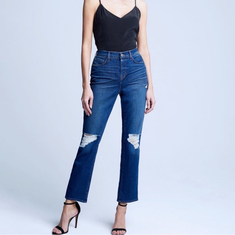 L’Agence Shane - Slouchy, Straight, Distressed Jeans in Cypress - Size 26